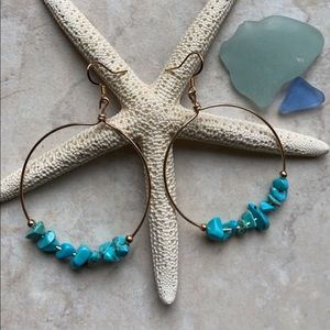 Turquoise (Howlite) Hoop Earrings